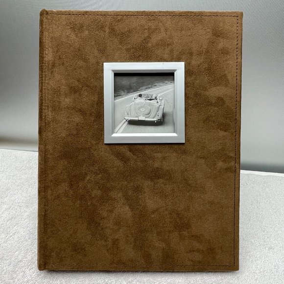 NWT Brown Suede Photo Album, 300 4x7 Pics, Note Lines, Acid-Free (#2 of 2) - Picture 1 of 8